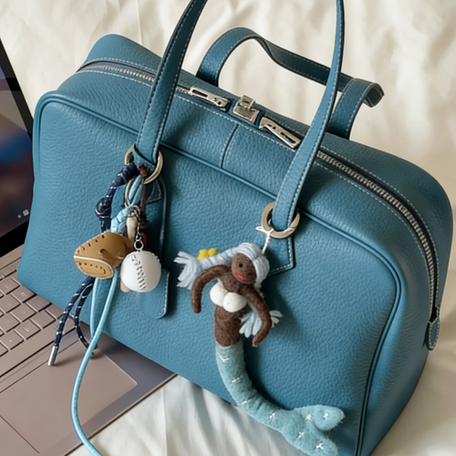 Custom-Made, Handcrafted Premium Boston Handbag—Versatile, High-Capacity, and Commute-Friendly—in Denim Blue; Crafted from Imported Top-Grain Cowhide.