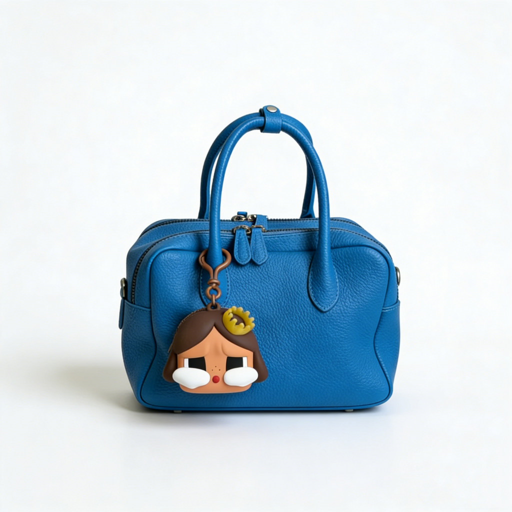 VIVIDO Cowhide Boston handbag with double compartments, large capacity, versatile shoulder/crossbody bag No pendant included..