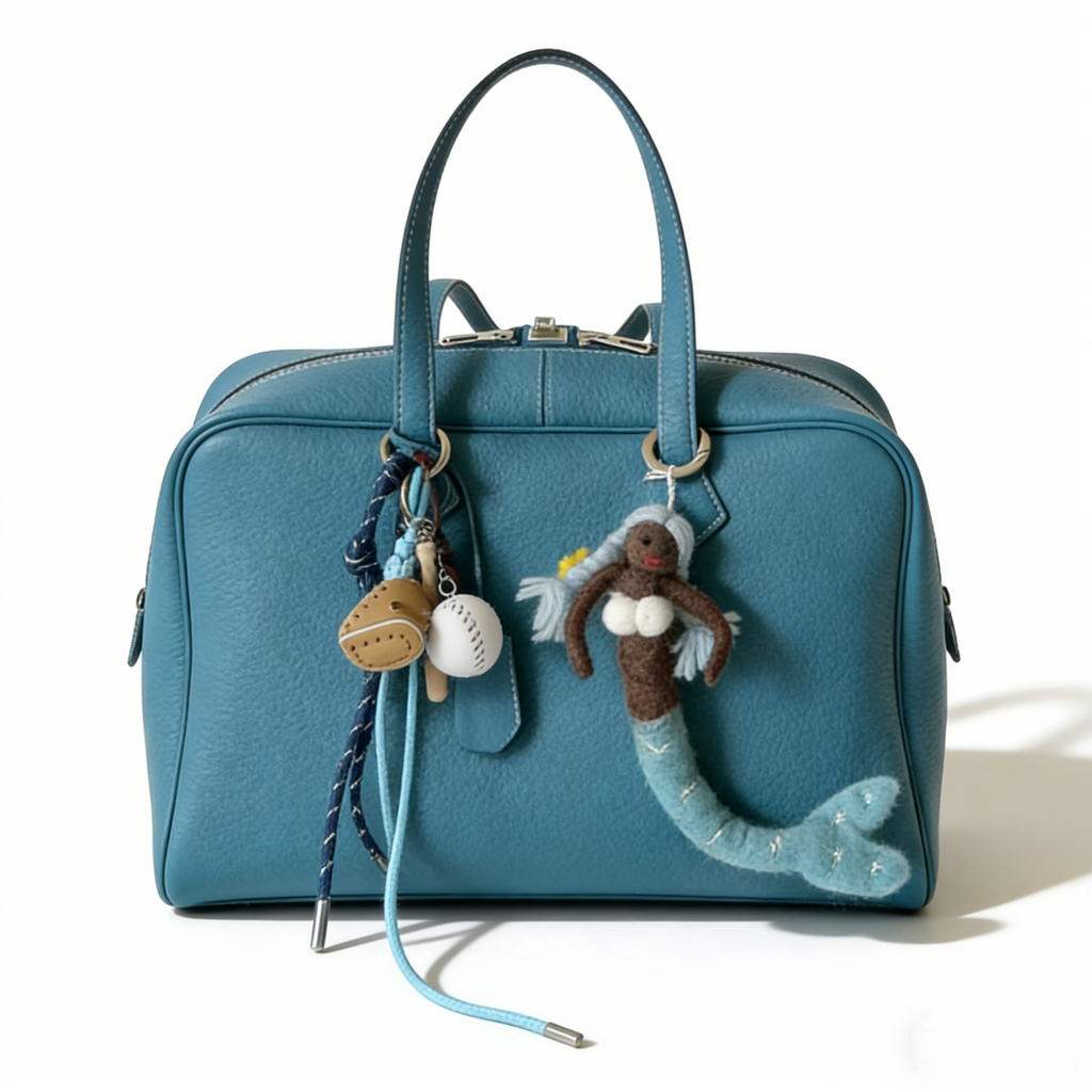 Custom-Made, Handcrafted Premium Boston Handbag—Versatile, High-Capacity, and Commute-Friendly—in Denim Blue; Crafted from Imported Top-Grain Cowhide.