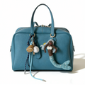 Custom-Made, Handcrafted Premium Boston Handbag—Versatile, High-Capacity, and Commute-Friendly—in Denim Blue; Crafted from Imported Top-Grain Cowhide.