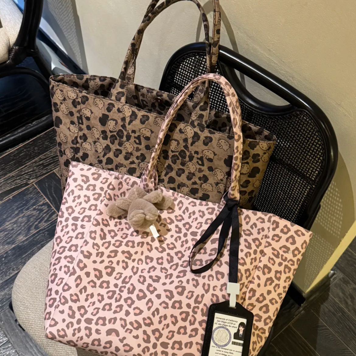 VIVIDO Commuter Leopard-Print Tote Bag — Casual, Large-Capacity Fabric Bag