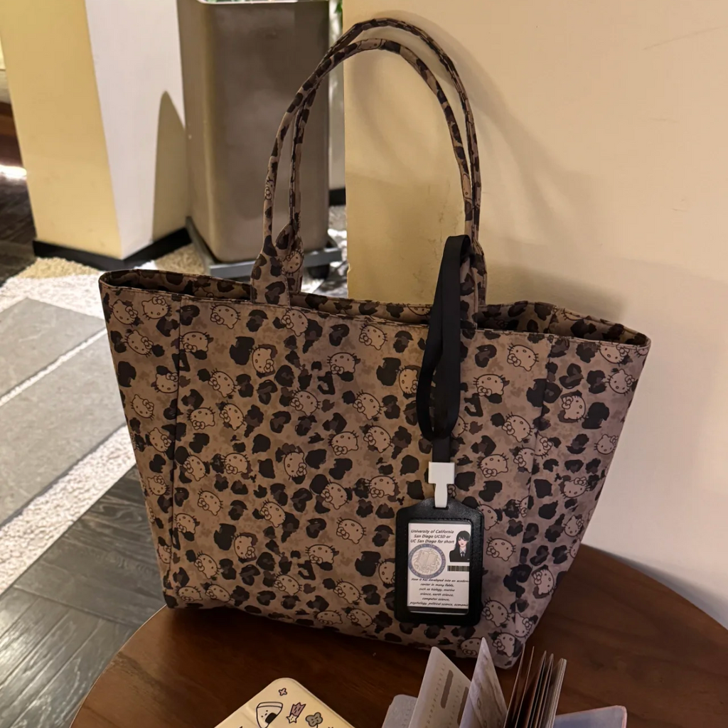 VIVIDO Commuter Leopard-Print Tote Bag — Casual, Large-Capacity Fabric Bag