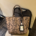 VIVIDO Commuter Leopard-Print Tote Bag — Casual, Large-Capacity Fabric Bag